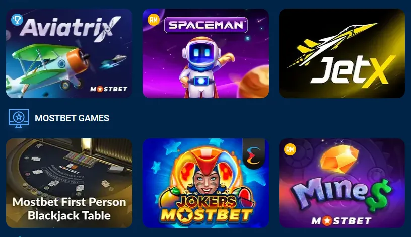 Gry kasynowe w Mostbet Casino
